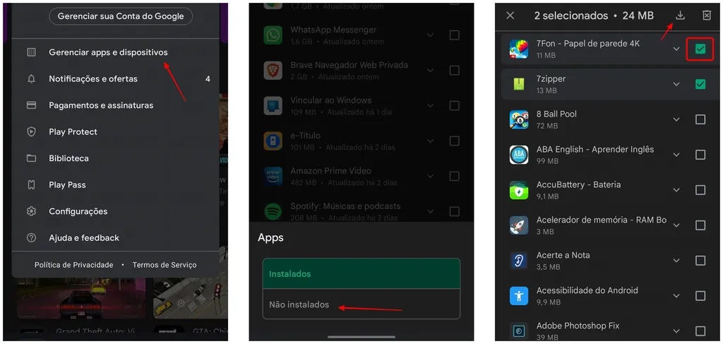 Recupere um aplicativo excluídono Android (Captura de tela: Thiago Furquim)