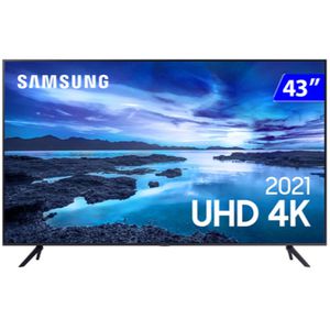 Smart TV Samsung 43" UHD 4K UN43AU7700GXZD Processador Crystal 4K Tela sem limites Alexa built in Controle Único [CASHBACK ZOOM]