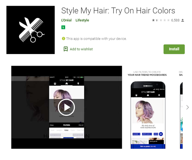 Escolha cores incríveis para a montagem de seu cabelo com o Style My Hair (Captura de tela: Ariane Velasco)