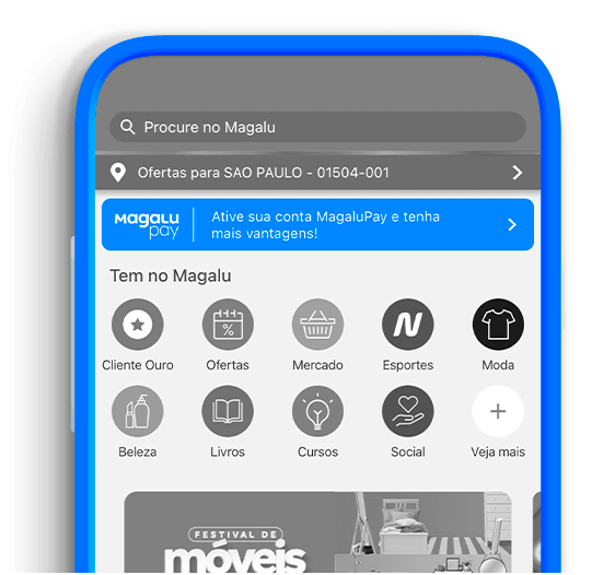 A carteira digital fica no próprio aplicativo Magalu (Imagem: Reprodução/Magalu)