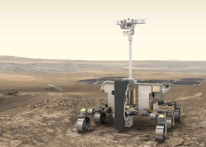 A missão ExoMars, que levará o rover Rosalind Franklin ao Planeta Vermelho, deverá ser lançada entre agosto e outubro (Imagem: Reprodução/ESA/ATG medialab)