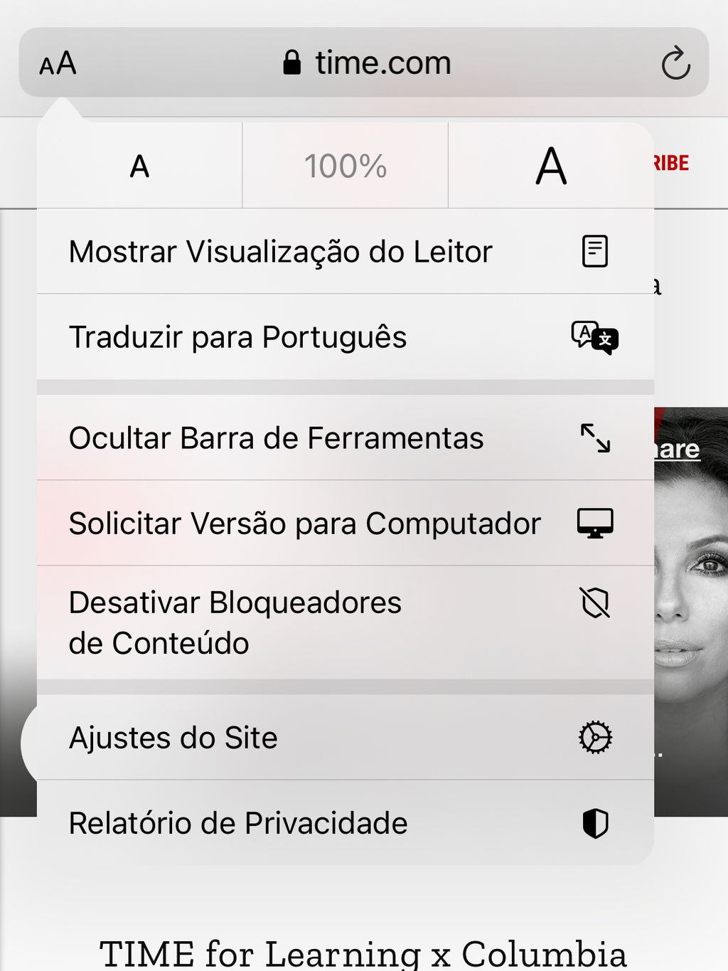 Safari também vai traduzir sites estrangeiros para o seu idioma preferido (Imagem: Bruno Salutes/Captura de tela)