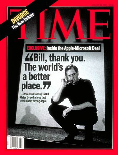 "Bill, obrigado. O mundo é um lugar melhor", teria dito Jobs a Gates ao telefone