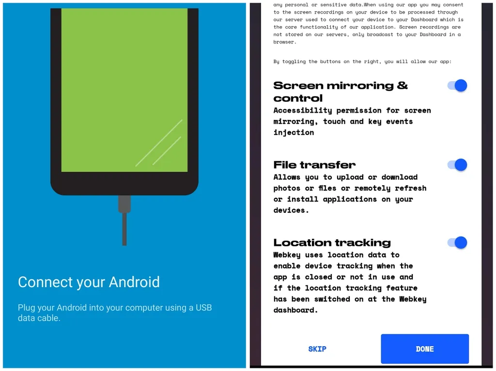 Emparelhe o Android via cabo USB e siga as orientações na tela (Imagem: Captura de tela/Thiago Furquim/Canaltech)