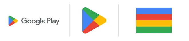 A nova logomarca do completa do Google Play, seguida pelo ícone e pelas cores usadas (Imagem: Reprodução/Google)