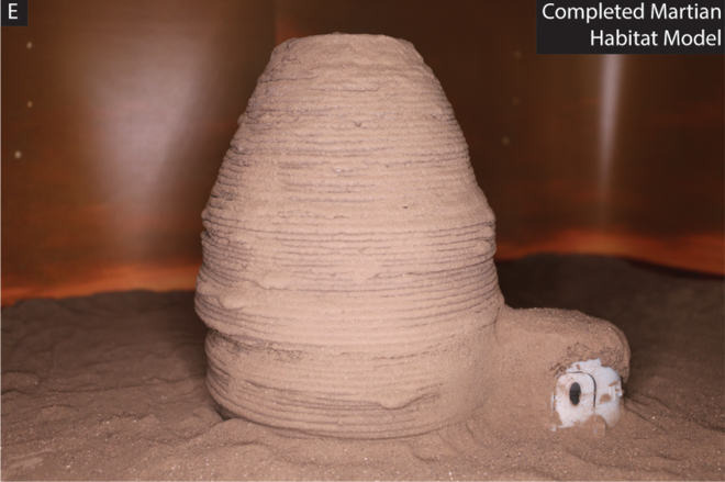 Modelo de habitat em Marte com componentes de impressora 3D (Imagem: reprodução/Javier Fernandez/Plos One)