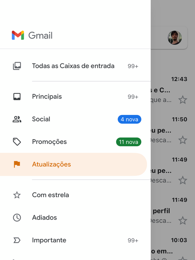 O Gmail é um melhores clientes de e-mail para iOS - Captura de tela: Thiago Furquim (Canaltech)