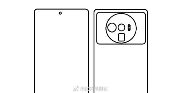 Esboço indica que Xiaomi 12 Ultra terá reorganização no seu módulo de câmeras (Imagem: Reprodução/Weibo)