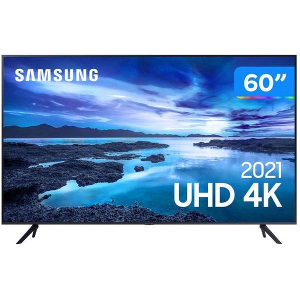 Smart TV 60” 4K Crystal Samsung 60AU7700 Wi-Fi - Bluetooth HDR Alexa Built in 3 HDMI 1 USB [APP + CLIENTE OURO]
