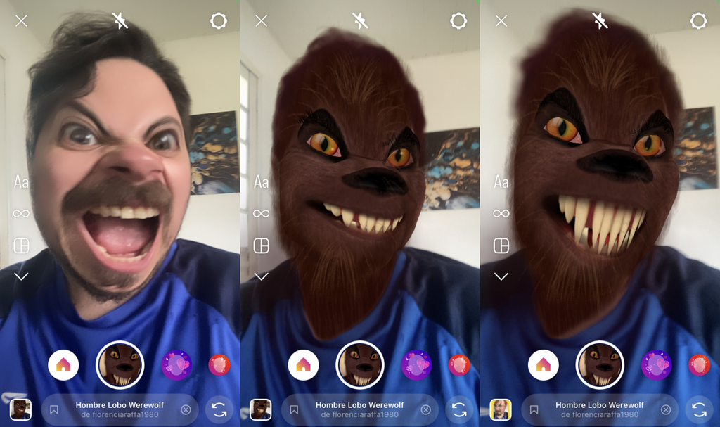 O filtro de lobisomem no Instagram dispensa a chegada da lua cheia (Imagem: Captura de tela/Fabrício Calixto/Canaltech)
