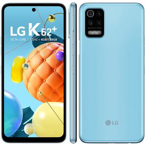 Smartphone LG K62+ Azul 128GB, Tela de 6.6”, Câmera Traseira Quádrupla, Android 10, Inteligência Artificial e Processador Octa-Core