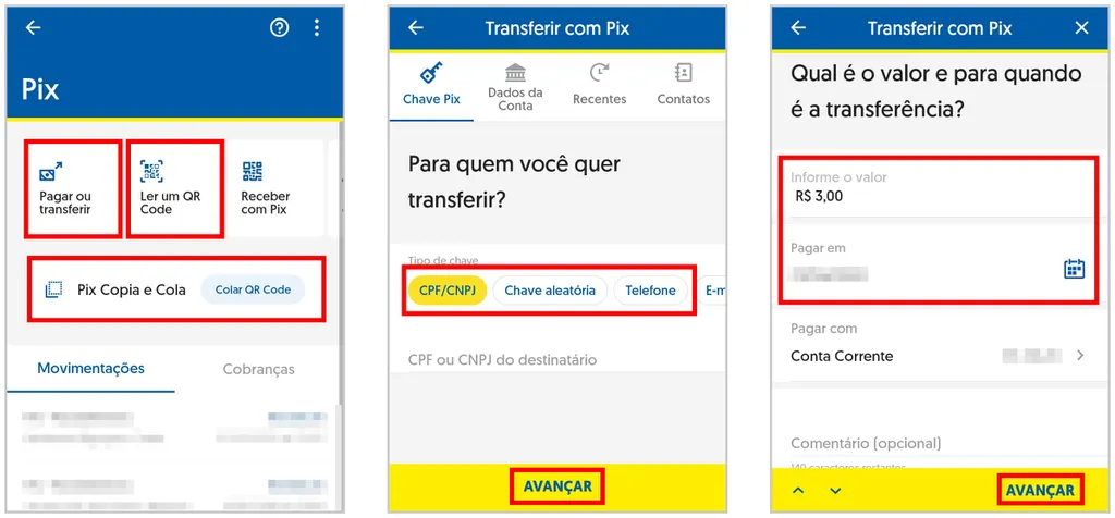Veja como fazer Pix no Banco do Brasil (Captura de tela: Matheus Bigogno)