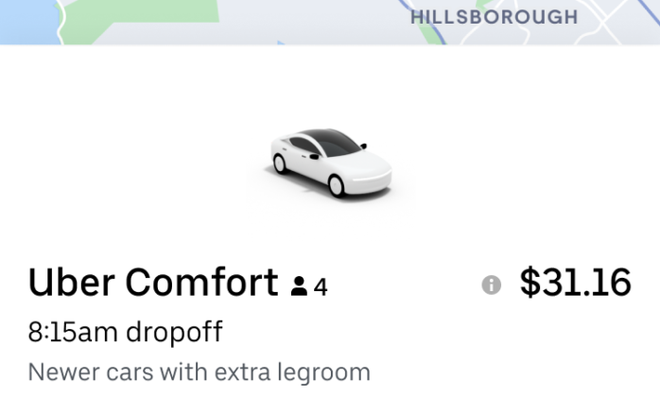 Uber Comfort vai custar de 20% a 40% mais caro que o Uber X