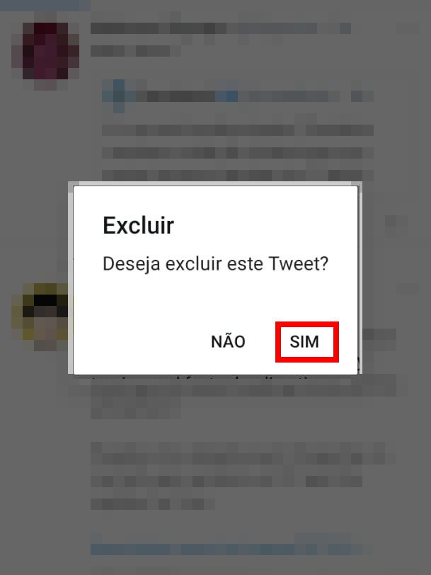 Na pop-up exibida em seguida, clique em "Sim" para excluir o tweet (Captura de tela: Matheus Bigogno)