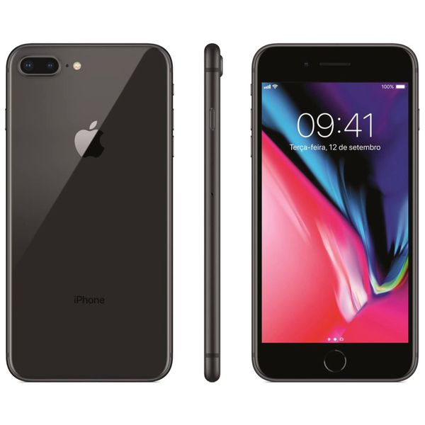 iPhone 8 Apple Plus com 64GB, Tela Retina HD de 5,5”, iOS 12, Dupla Câmera Traseira, Resistente à Água, Wi-Fi, 4G LTE e NFC – Cinza-Espacial [CUPOM]