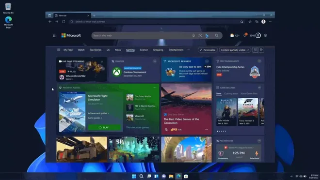 A tela inicial "gamer" do Edge traz atualizações úteis para os jogadores (Imagem: Reprodução/Microsoft)