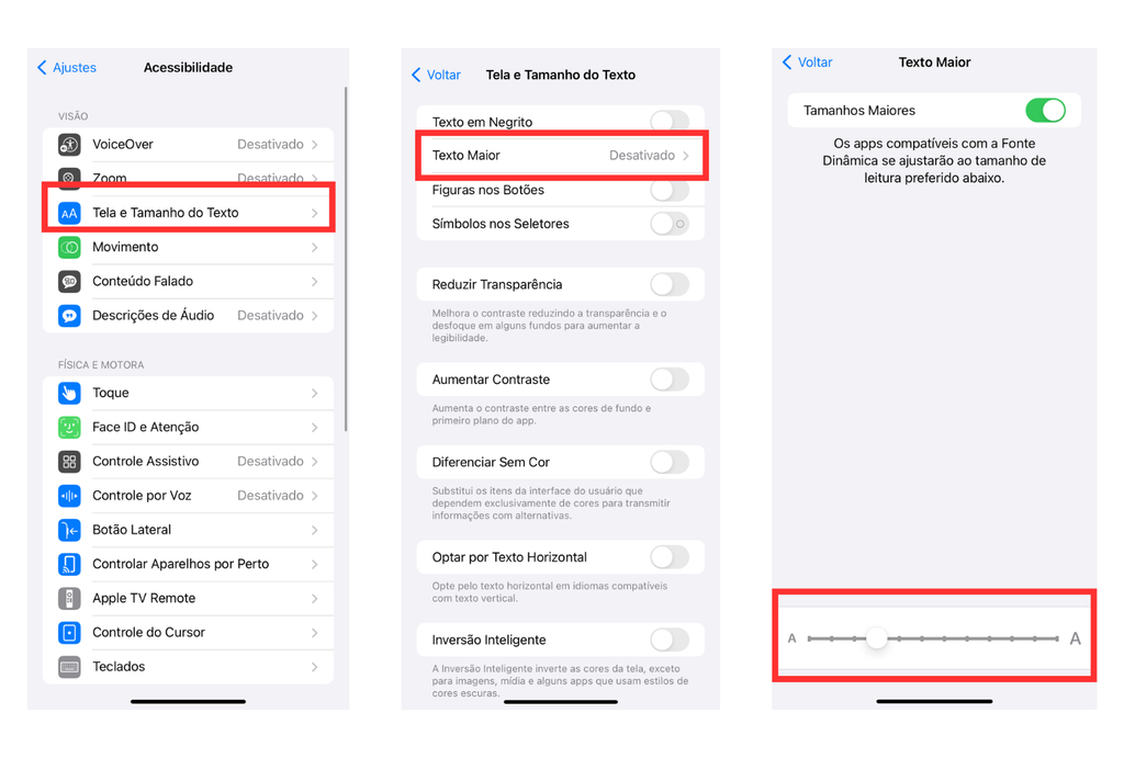 Veja como aumentar a fonte no iOS (Imagem: Captura de tela/André Magalhães/Canaltech)