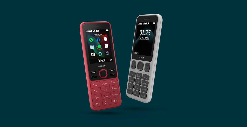 Nokia 150 (esq.) e 125 (dir.) trazem apenas básico e o jogo da cobrinha (imagem: HMD Global)