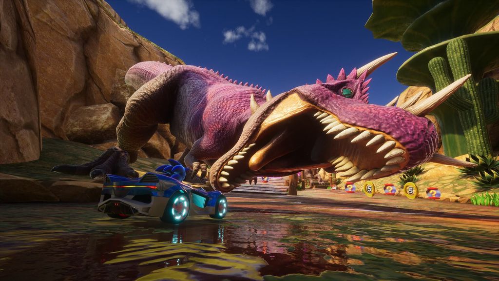 Dinossauro em Sonic Racing CrossWorlds