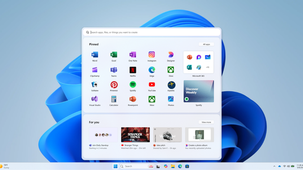 captura de tela do iniciar do windows 11