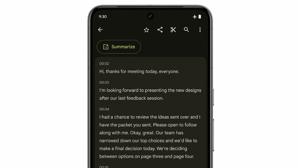 IA no Android vai resumir em texto o conteúdo de gravações de voz (Imagem: Divulgação/Google)