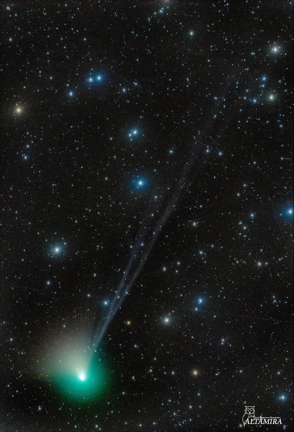 Conforme se aproxima do Sol, o cometa ZTF vem ficando cada vez mais brilhante (Imagem: Reprodução/Jose Francisco Hernández)