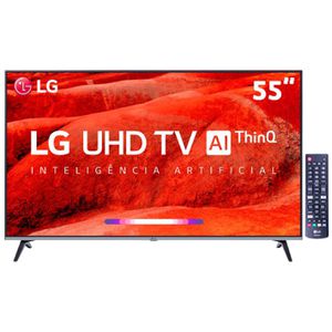 Smart TV LED 55" UHD 4K LG 55UM7520PSB com ThinQ AI Inteligência Artificial, IPS, Quad Core, HDR Ativo, DTS Virtual X, WebOS 4.5, Bluetooth e HDMI [CUPOM]