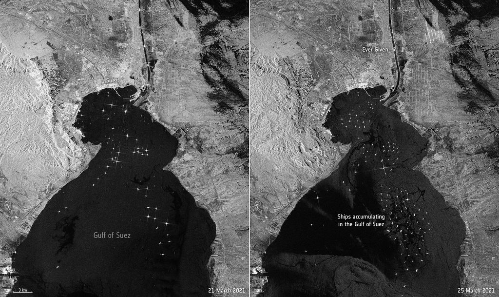 As diferentes imagens feitas pela missão Copernicus Sentinel-1 (Imagem: Reprodução/ESA)