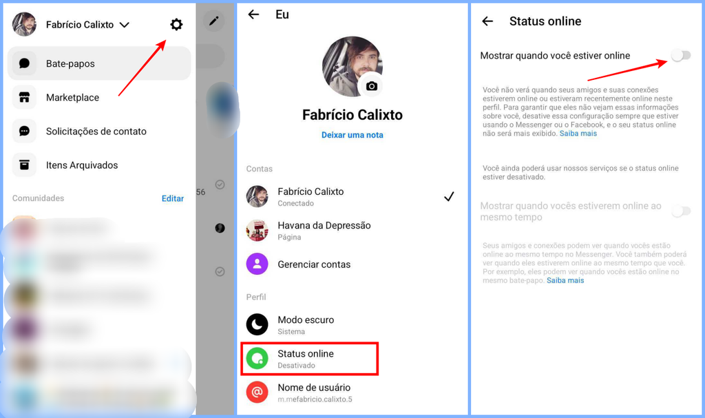 Você pode mudar seu status para offline no Messenger e garantir um pouco mais de sossêgo (Imagem: Captura de tela/Fabrício Calixto/Canaltech)