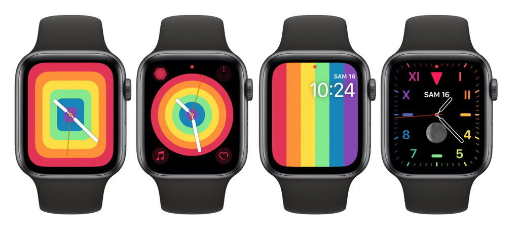 Novos mostradores do watchOS 6.2.5 também estão disponíves em opção circular (Reprodução: MacMagazine)