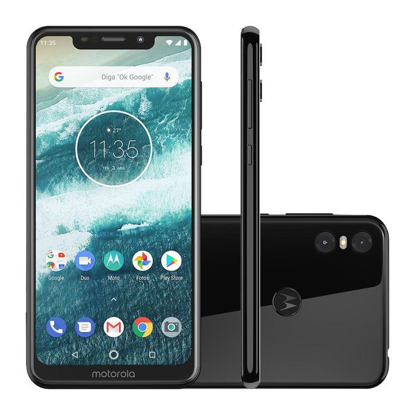 Smartphone Motorola Moto One 64GB Black 4G Tela 5,9" Câmera 13MP Selfie 8MP Dual Chip Android 8.1