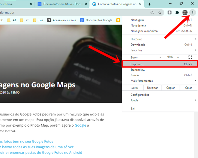 Como acessar o layout de impressão através do Google Chrome - (Captura: Canaltech/Felipe Freitas)