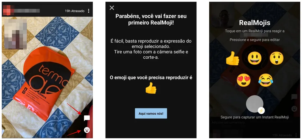 O BeReal permite interagir nos posts de amigos com RealMojis (Captura: Rodrigo Folter/Canaltech)