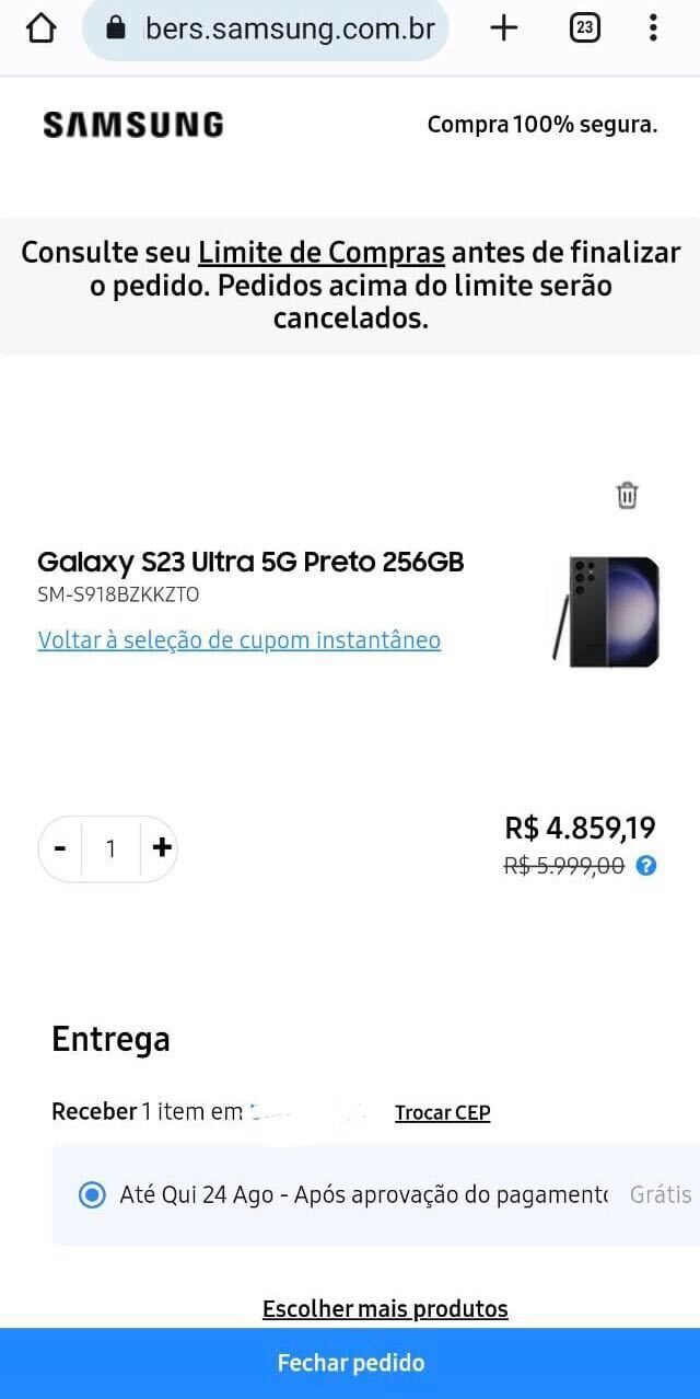 🤑 CUPOM  Galaxy S23 Ultra em um dos menores preços já vistos