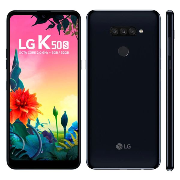 Smartphone LG K50S Preto 32GB, Tela 6,5" Narrow Notch HD+ FullVision, Inteligência Artificial, Câmera Tripla, Selfie de 13MP e Processador Octa-Core [À VISTA]