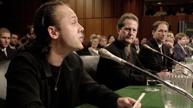 Lars Ulrich, baterista dinamarquês do Metallica, em depoimento ao Senado americano, em 2000/ Imagem: BBC
