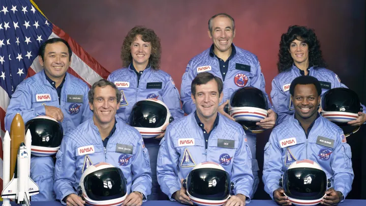 A tripulação da missão missão STS-51-L (Imagem: Reproduçaõ/NASA)
