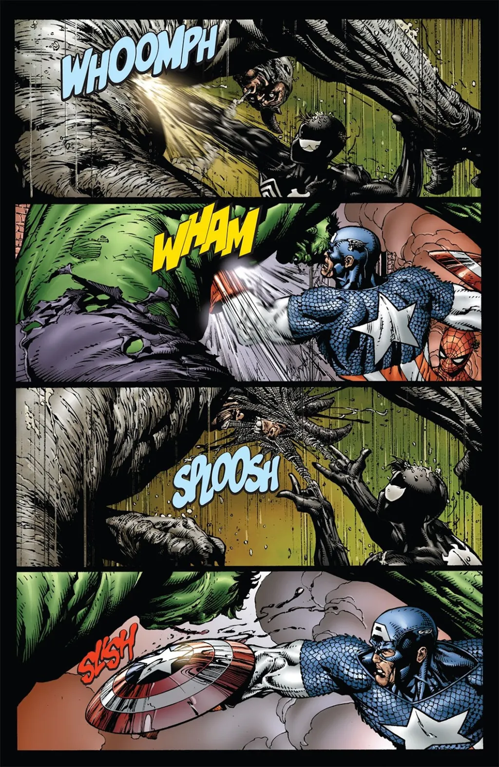 Homem-Aranha se lembra de quando o Capitão América derrubou o Hulk na porrada (Imagem: Reprodução/Marvel Comics)