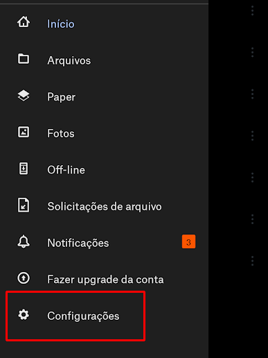 Abra as configurações do Dropbox no celular (Imagem: André Magalhães/Captura de tela)