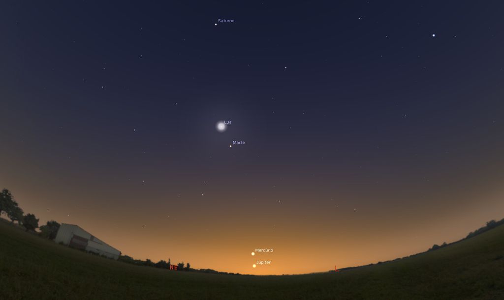Céu no dia 2 de junho às 6:25 (Imagem: Captura de tela/Stellarium)