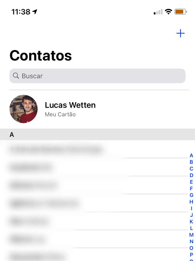 Entre no aplicativo Contatos do iPhone. Captura de tela: Lucas Wetten (Canaltech)