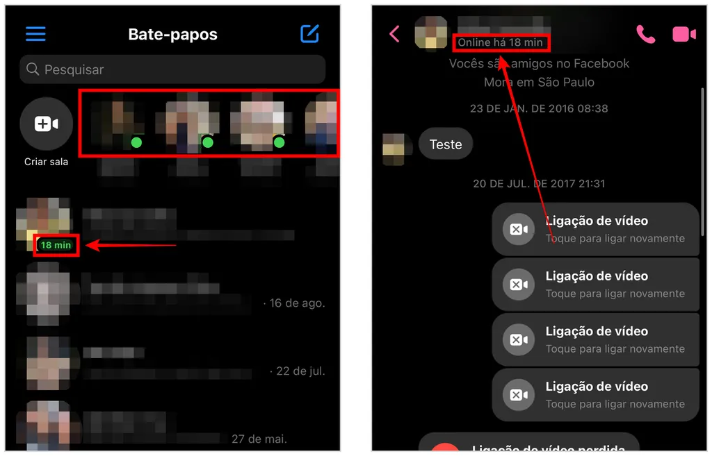 Messenger exibe quando foi a última vez que a pessoa ficou online no aplicativo (Captura de tela: Caio Carvalho)