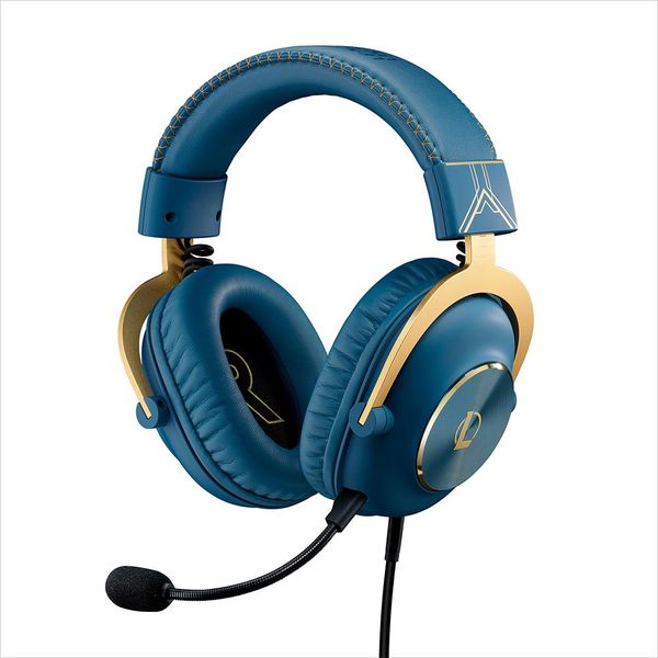 Headset Gamer Logitech G PRO X Blue Voice Edição League of Legends, DTS 7.1, Microfone Removível, USB, Drivers 50mm, Azul - 981-001105