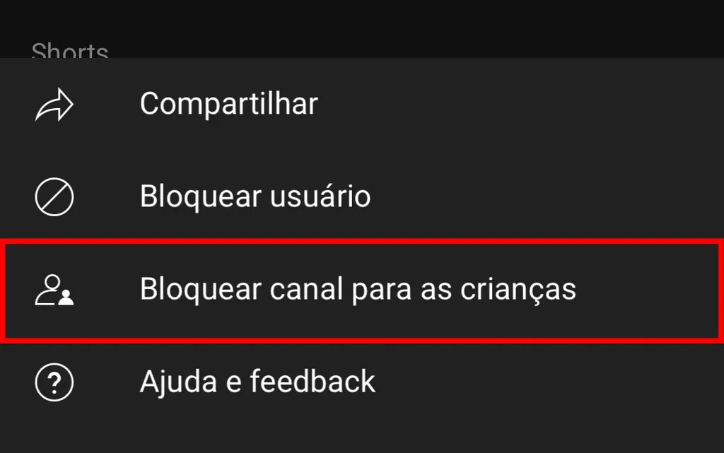 YouTube normal permite bloquear canais para crianças (Captura de tela: Caio Carvalho)