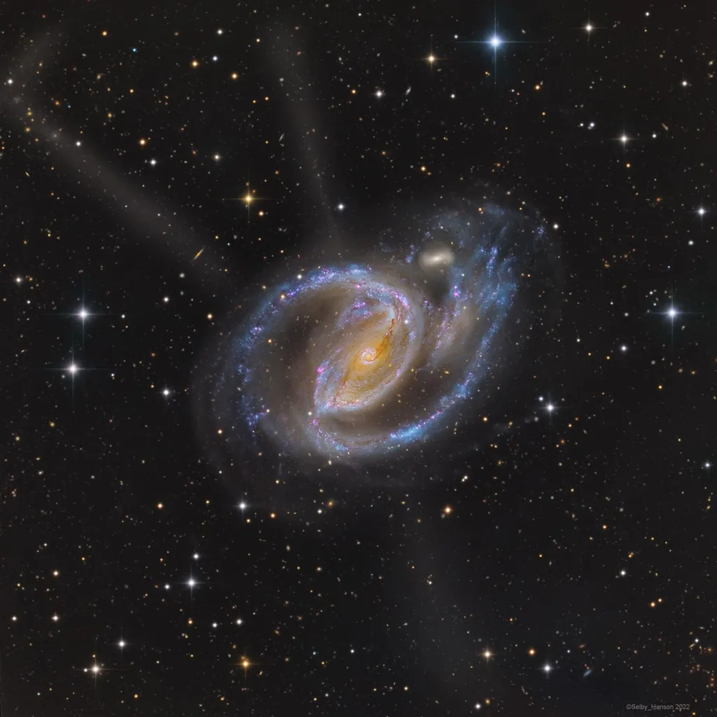 Galáxia NGC 1097, localizada a 45 milhões de anos-luz de nós (Imagem: Reprodução/Mike Selby, Mark Hanson)