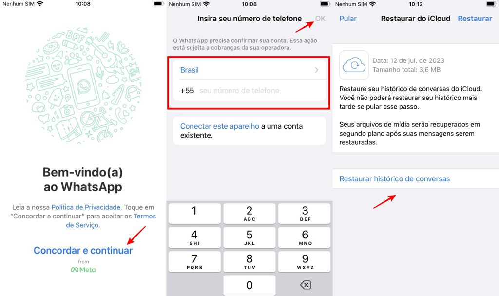 O iCloud permite restaurar conversas do WhatsApp ao reinstalar o app (Imagem: Captura de tela/Fabrício Calixto/Canaltech)