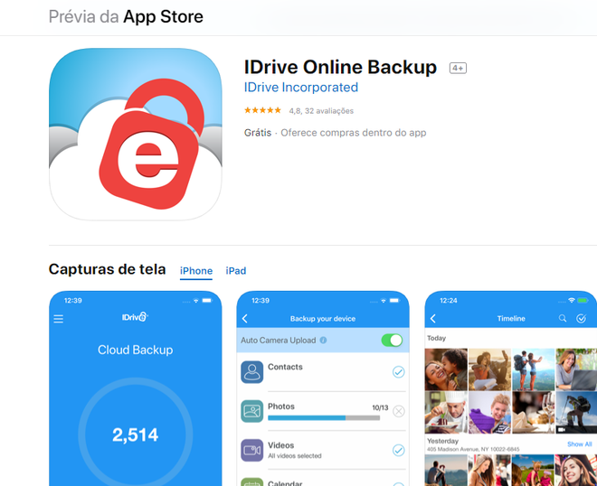 iDrive Lite: aplicativo permite salvar contatos e fazer backup (Captura de tela: Ariane Velasco)
