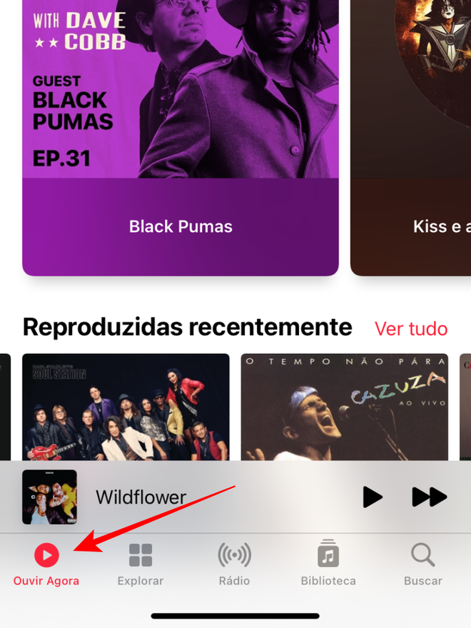 No Apple Music, acesse a aba "Ouvir Agora" - Captura de tela: Thiago Furquim (Canaltech)