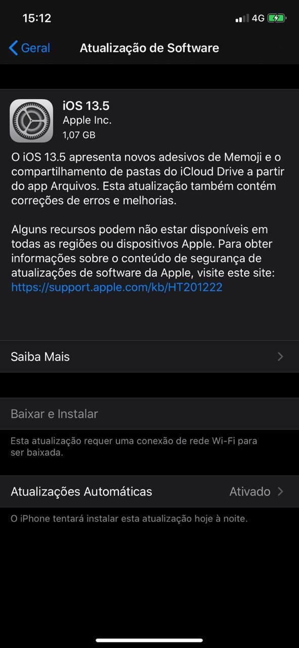 Atualização pesa cerca de 1,1 GB e já está disponível para os brasileiros (Captura de tela: Diego Sousa/Canaltech)