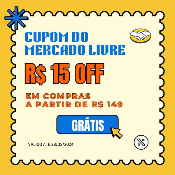 Cupom Mercado Livre: R$ 15 OFF em compras a partir de R$ 149